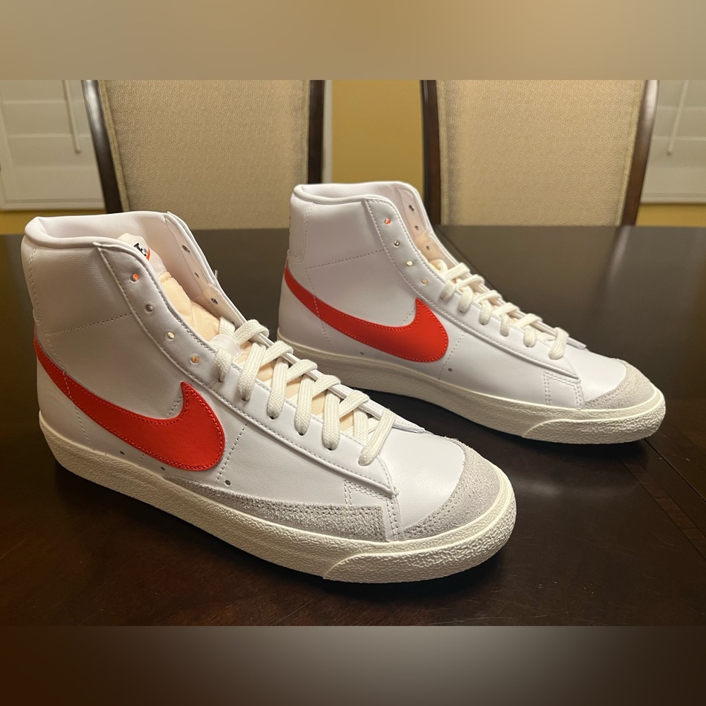 New Nike Blazer Mid 77 White Red Sneaker Shoes